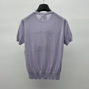 Dior Women Book Cover Short-Sleeved Sweater Lilas Silk Knit 644S24E6C45