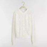 Dior Women Dioriviera Embroidered Cardigan Ecru Openwork Cotton Knit 644G20B7888
