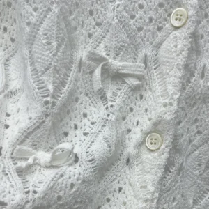 Dior Women Dioriviera Embroidered Cardigan Ecru Openwork Cotton Knit 644G20B7888