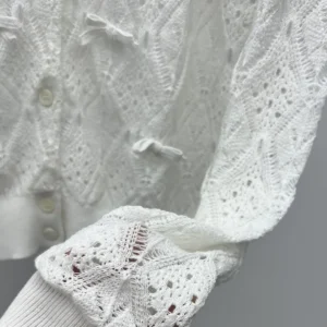 Dior Women Dioriviera Embroidered Cardigan Ecru Openwork Cotton Knit 644G20B7888
