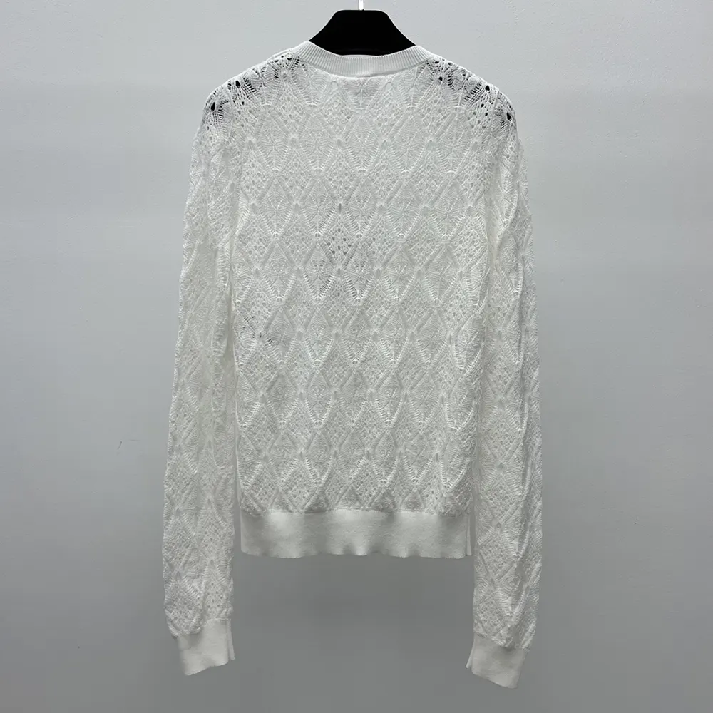Dior Women Dioriviera Embroidered Cardigan Ecru Openwork Cotton Knit 644G20B7888 4 Dior Women Dioriviera Embroidered Cardigan Ecru Openwork Cotton Knit 644G20B7888