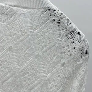 Dior Women Dioriviera Embroidered Cardigan Ecru Openwork Cotton Knit 644G20B7888