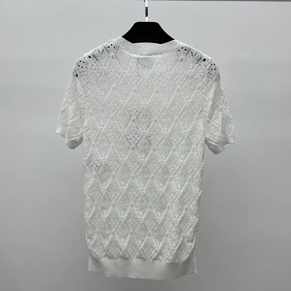 Dior Women Dioriviera Embroidered Short-Sleeved Sweater Ecru Openwork Cotton Knit 4 Dior Women Dioriviera Embroidered Short-Sleeved Sweater Ecru Openwork Cotton Knit