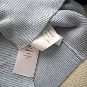 Dior Women Dioriviera Short-Sleeved Fitted Sweater Sky Blue and White D-Stripes Ribbed Cotton Knit