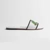 Dior Women Dway Slide White Embroidered Cotton and Multicolor Book Cover Motif