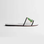 Dior Women Dway Slide White Embroidered Cotton and Multicolor Book Cover Motif