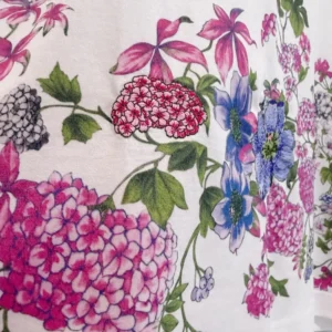 Dior Women Embroidered Fitted T-Shirt White Cotton Jersey with Multicolor Dior Hortensia Garden Motif