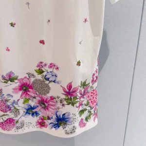 Dior Women Embroidered Fitted T-Shirt White Cotton Jersey with Multicolor Dior Hortensia Garden Motif