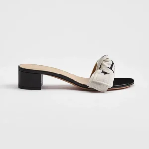 Dior Women J'Adior Heeled Slide Black Embroidered Cotton KDO708LEC