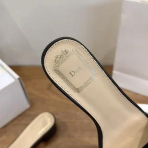 Dior Women J'Adior Heeled Slide Black Embroidered Cotton KDO708LEC