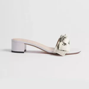 Dior Women J'Adior Heeled Slide Ivory Embroidered Cotton KDO708LEC