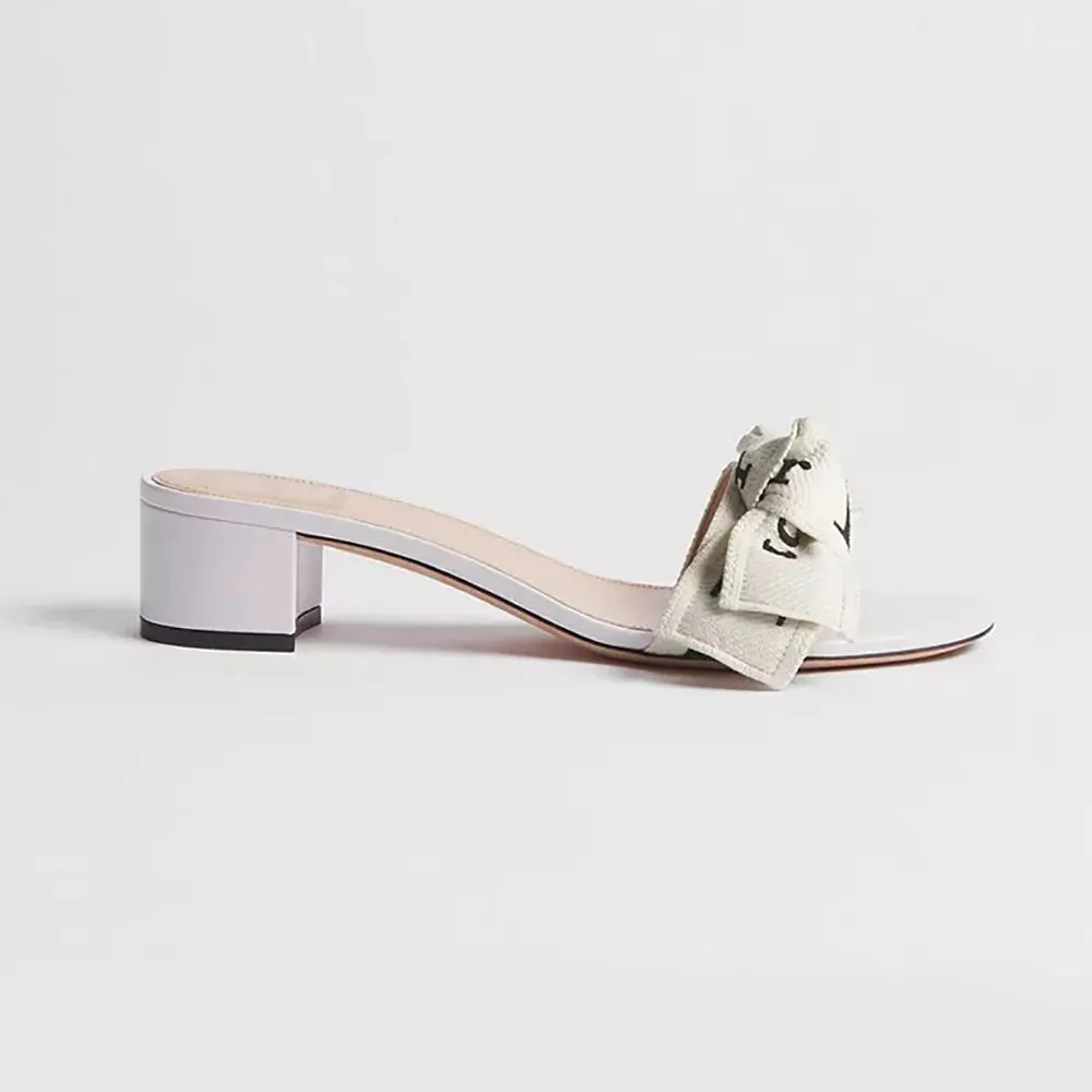 Dior Women J'Adior Heeled Slide Ivory Embroidered Cotton KDO708LEC