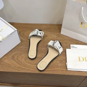Dior Women J'Adior Slide Black Embroidered Cotton KDO707LEC