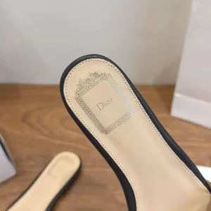 Dior Women J'Adior Slide Black Embroidered Cotton KDO707LEC