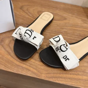 Dior Women J'Adior Slide Black Embroidered Cotton KDO707LEC