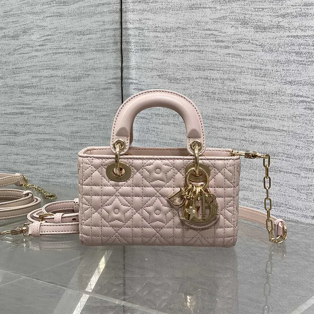 Dior Women Lady D-Joy Micro Bag Pink Cannage Lambskin with Star Motif