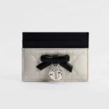 Dior Women Lady Dior Freesia Card Holder Two-Tone Latte and Black Cannage Lambskin