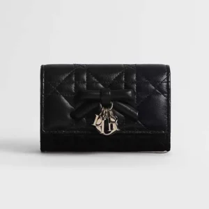 Dior Women Lady Dior Glycine Wallet Black Cannage Lambskin S2607OUQA