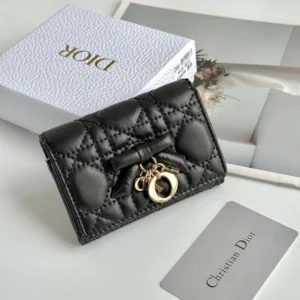 Dior Women Lady Dior Glycine Wallet Black Cannage Lambskin S2607OUQA