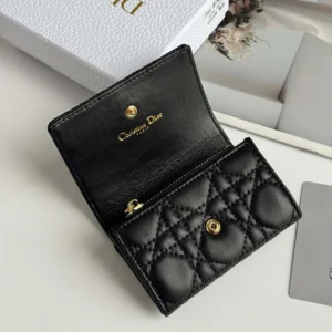 Dior Women Lady Dior Glycine Wallet Black Cannage Lambskin S2607OUQA