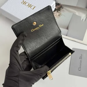 Dior Women Lady Dior Glycine Wallet Black Cannage Lambskin S2607OUQA