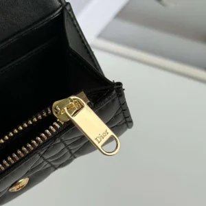 Dior Women Lady Dior Glycine Wallet Black Cannage Lambskin S2607OUQA