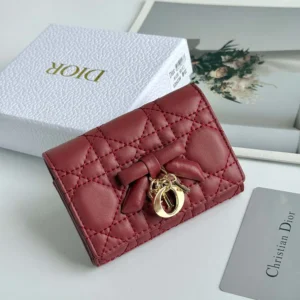 Dior Women Lady Dior Glycine Wallet Garance Red Cannage Lambskin S2607OUQA