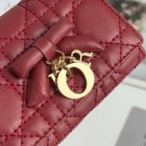 Dior Women Lady Dior Glycine Wallet Garance Red Cannage Lambskin S2607OUQA