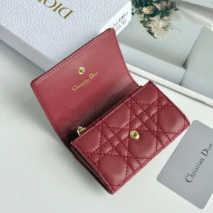 Dior Women Lady Dior Glycine Wallet Garance Red Cannage Lambskin S2607OUQA