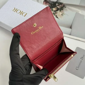 Dior Women Lady Dior Glycine Wallet Garance Red Cannage Lambskin S2607OUQA