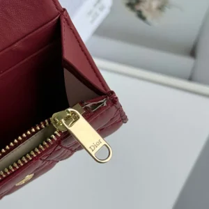 Dior Women Lady Dior Glycine Wallet Garance Red Cannage Lambskin S2607OUQA