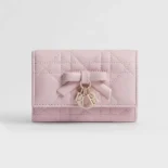 Dior Women Lady Dior Glycine Wallet Rose Tendre Cannage Lambskin S2607OUQA