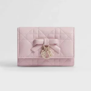 Dior Women Lady Dior Glycine Wallet Rose Tendre Cannage Lambskin S2607OUQA