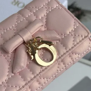 Dior Women Lady Dior Glycine Wallet Rose Tendre Cannage Lambskin S2607OUQA