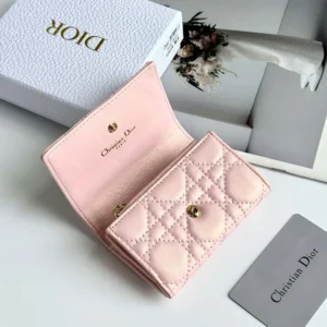 Dior Women Lady Dior Glycine Wallet Rose Tendre Cannage Lambskin S2607OUQA