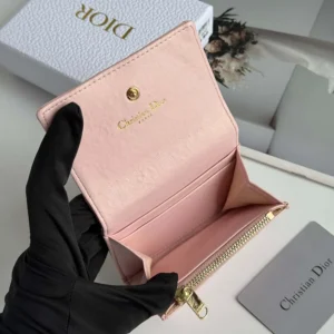 Dior Women Lady Dior Glycine Wallet Rose Tendre Cannage Lambskin S2607OUQA