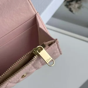 Dior Women Lady Dior Glycine Wallet Rose Tendre Cannage Lambskin S2607OUQA