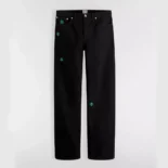 Dior Women Long Regular Jeans with Dior Clover Embroideries Black Cotton Twill