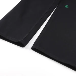 Dior Women Long Regular Jeans with Dior Clover Embroideries Black Cotton Twill