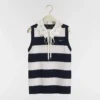 Dior Women Marinière Sweater Vest White and Navy Blue Openwork Cashmere Knit