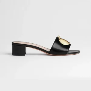 Dior Women Médaillon Buckle Heeled Slide Black Lambskin KCO695LAB