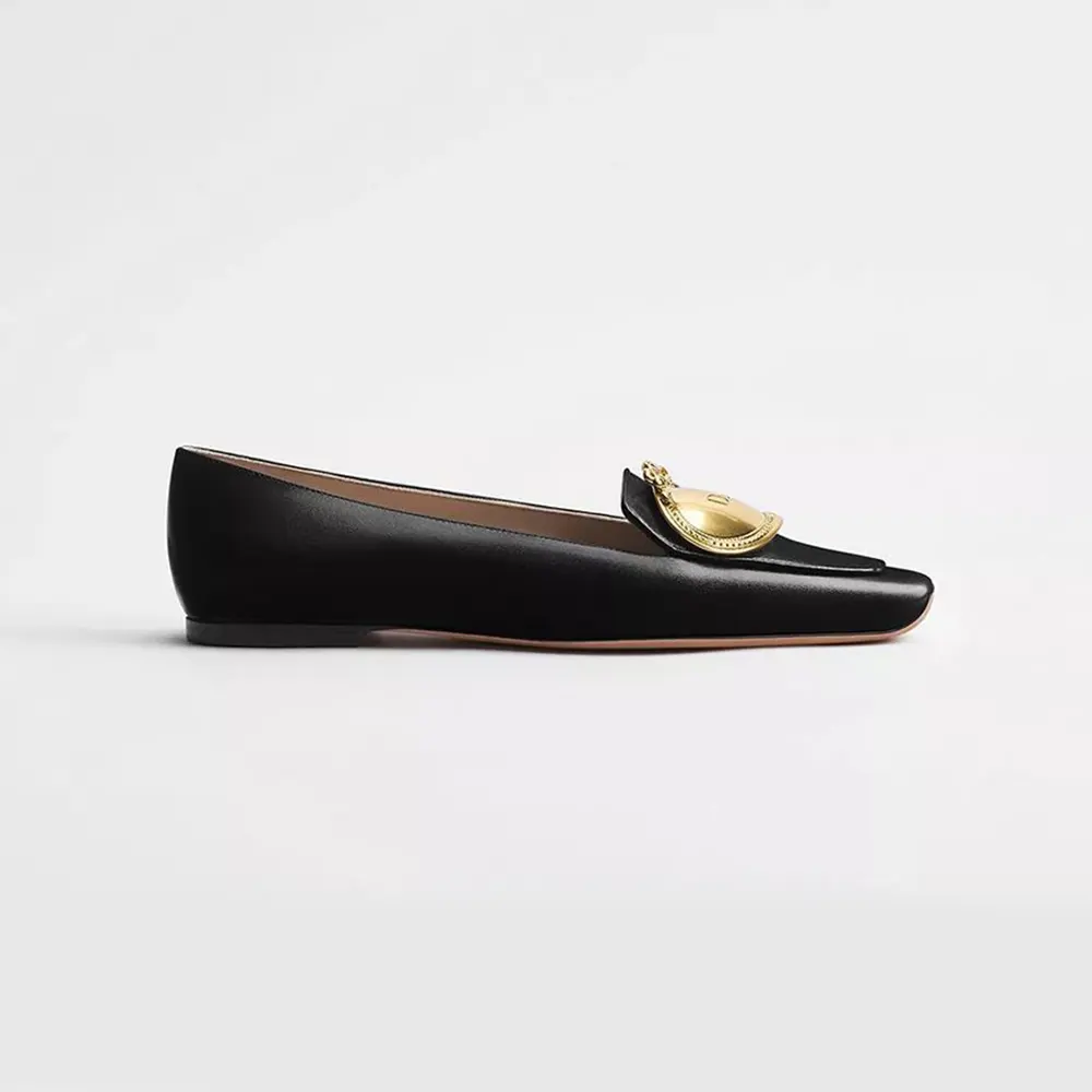 Dior Women Médaillon Buckle Loafer Black Lambskin KDF215LAB