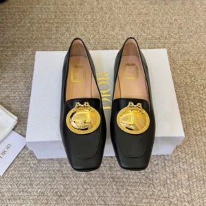 Dior Women Médaillon Buckle Loafer Black Lambskin KDF215LAB