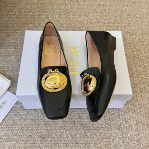 Dior Women Médaillon Buckle Loafer Black Lambskin KDF215LAB