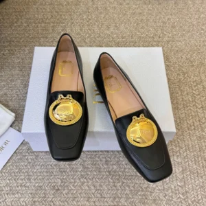 Dior Women Médaillon Buckle Loafer Black Lambskin KDF215LAB
