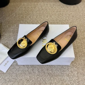 Dior Women Médaillon Buckle Loafer Black Lambskin KDF215LAB