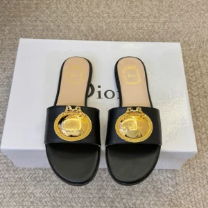 Dior Women Médaillon Buckle Slide Black Lambskin KCO694LAB