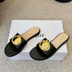 Dior Women Médaillon Buckle Slide Black Lambskin KCO694LAB