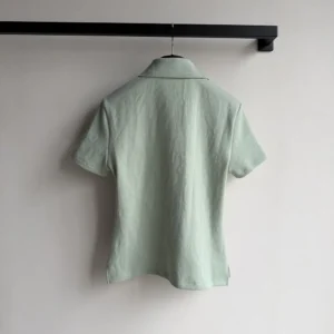 Dior Women Médaillon Embroidered Polo Shirt Green Cotton-Blend Piqué 623T16A4C95