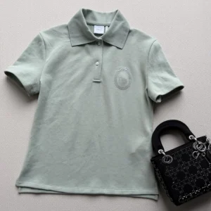 Dior Women Médaillon Embroidered Polo Shirt Green Cotton-Blend Piqué 623T16A4C95
